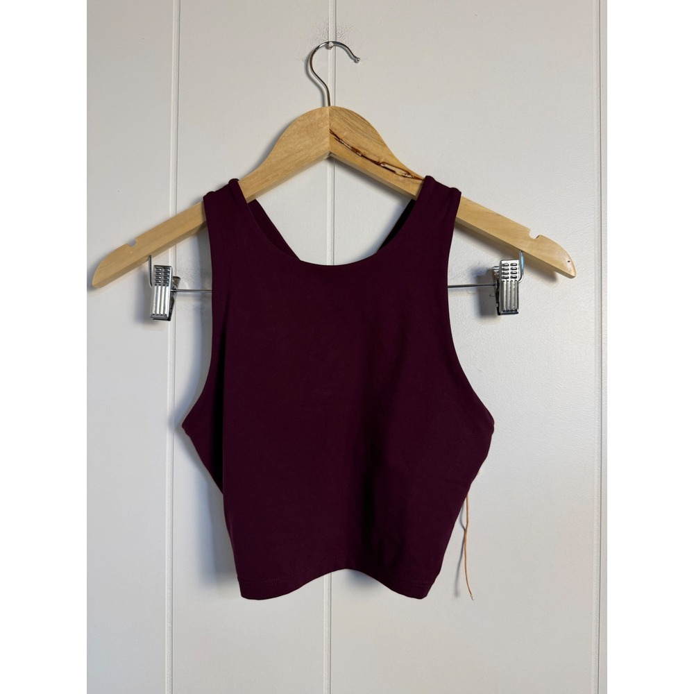 Quince Ultra-Form High-Neck Cropped Tank XS Plum Racerback Activewear